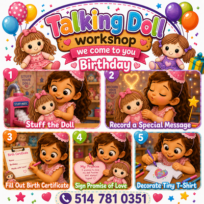 Make Your Own Talking Doll Birthday Party – Montreal Mobile Workshop